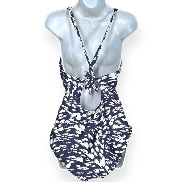 LA BLANCA Changing Tides Mio Swimsuit One Piece High Neck Keyhole Navy Blue 16 - Picture 7 of 13